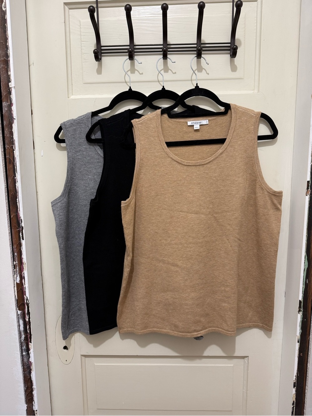Chico's Sleeveless Knit Tank Trio - Camel, Black, Gray